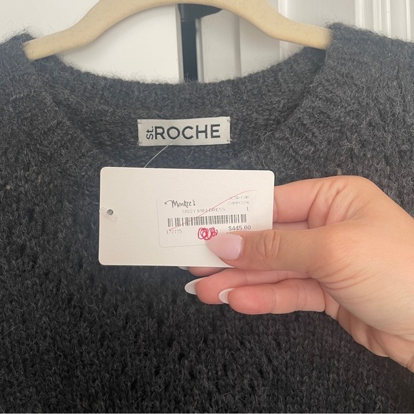 NWT St. Roche SISSY MINI DRESS charcoal Gray long sleeve sweater - Picture 4 of 7